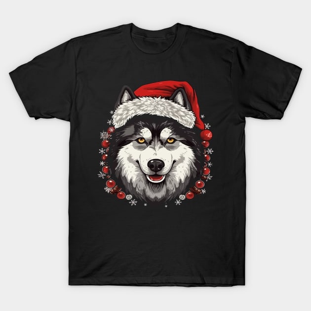 Siberian Husky Christmas T-Shirt by JH Mart